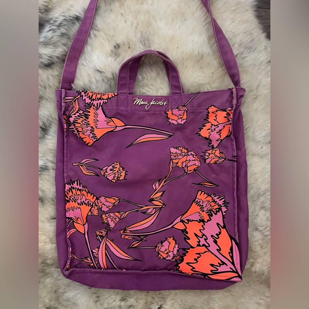 Jacobs"Marc Jacobs Purple Multi-Purpose Canvas Reusable Tote Bag - Picture 2 of 11